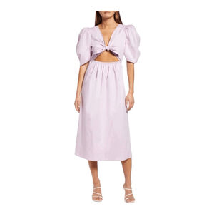 Wayf Peggy Cutout Lilac Puff Sleeve Midi Dress Size Small